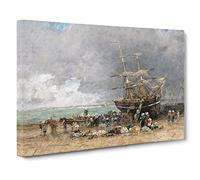 Return Of The Terre Neuvier By Eugene Boudin Classic Painting Canvas Wall Art Print Ready to Hang, Framed Picture for Living Room Bedroom Home Office Décor, 24x16 Inch (60x40 cm)