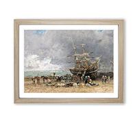 Return Of The Terre Neuvier By Eugene Boudin Classic Painting Framed Print | A4 Oak Framed Wall Art | Ready to Hang | Classic Historical Picture | Living Room Bedroom Lounge Office