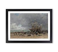 Return of The Terre-Neuvier by Eugene Boudin Framed Print | A2 Black Framed Wall Art | Ready to Hang | Modern Nature Picture | Living Room Bedroom Lounge Office