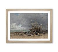 Return of The Terre-Neuvier by Eugene Boudin Framed Print | A2 Oak Framed Wall Art | Ready to Hang | Modern Nature Picture | Living Room Bedroom Lounge Office