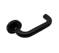 Return to Door Lever Set, 19mm, Metal, Round Rose, Interior Door Handle, Modern Style, Safe for High-Traffic Areas (Black)