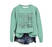 Return to Library Shirt Women Vintage Book Lover Sweatshirt Graphic Crewneck Reader Librarian Teacher Pullover Tops Jumpers for Women uk Green