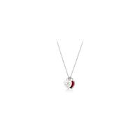 Return To Red Mini Double Hearts Classic Heart Double Heart Pendant Necklace（Silver + Diamond）