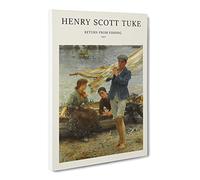 Returning By Henry Scott Tuke Canvas Print | Gallery Wrapped 30mm Frame Wall Art | 30x20 inches | Ready to Hang | Classic Picture | Living Room Bedroom Lounge Office