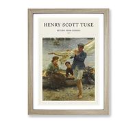 Returning By Henry Scott Tuke Exhibition Museum Painting Framed Print | A2 Oak Framed Wall Art | Ready to Hang | Modern Historical Picture | Living Room Bedroom Lounge Office