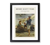 Returning By Henry Scott Tuke Exhibition Museum Painting Framed Print | A4 Black Framed Wall Art | Ready to Hang | Modern Historical Picture | Living Room Bedroom Lounge Office