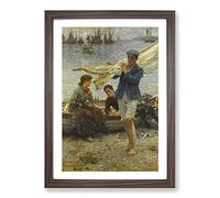 Returning by Henry Scott Tuke Framed Wall Art Print A2 Walnut | Ready to Hang, Premium Gi Paper, Fade-Resistant Inks, Securely Packaged, UK Made