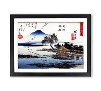 Returning Geese At Katata By Utagawa Hiroshige Asian Japanese Framed Wall Art Print, Ready to Hang Picture for Living Room Bedroom Home Office Décor, Black A3 (46 x 34 cm)