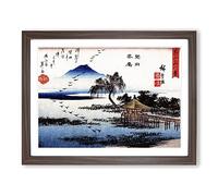Returning Geese At Katata By Utagawa Hiroshige Asian Japanese Framed Wall Art Print, Ready to Hang Picture for Living Room Bedroom Home Office Décor, Walnut A4 (34 x 25 cm)