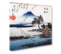 Returning Geese at Katata by Utagawa Hiroshige Canvas Print | Gallery Wrapped 30mm Frame Wall Art | 14x14 inches | Ready to Hang | Asian Picture | Living Room Bedroom Lounge Office