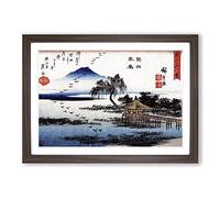 Returning Geese at Katata by Utagawa Hiroshige Framed Print | A2 Walnut Framed Wall Art | Ready to Hang | Asian Nature Picture | Living Room Bedroom Lounge Office