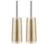 Retyion 2 Pack Toilet Brush and Holder-with 304 Stainless Steel Long Handle-Toilet Bowl Brush for Bathroom (Champagne Gold)