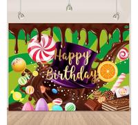 Retyshia Candy Birthday Backdrops Sweet Lollipop Chocolate Marshmallows Photography Backdrop for Children Sweet Candy Theme Birthday Party Decor Supplies 7x5Ft
