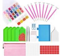 RETZLA 117pcs 5D DIY Diamond Painting Tools and Accessories Kits with Diamond Embroidery Box and Multiple Sizes Painting Pens for Adults Art Craft