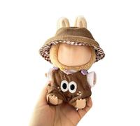 RETZLA 17cm Doll Clothes Set - Cute Outfits for Dolls, Keychain Accessories Faking Animal Style Jumpsuit with Dinosaur and Shark Design (Doll Not Included) (Chestnut Brown Jumpsuit)