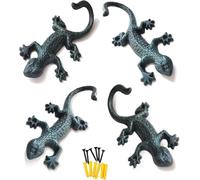 RETZLA 4 Pcs Outdoor Cast Iron Pool Towel Wall Hooks - Lovely Gecko Heavy-Duty Coat Hooks, Fun Lizard Pool Towel Holder for Indoor & Outdoor Use, Cool Gecko Key Holder and Wall Decor