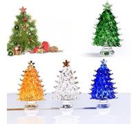 RETZLA 4pcs Mini Christmas Trees Figurine Crystal Christmas Tree Glass Paperweight Table Ornament Artificial Christmas Tree for Home Desktop Decor (Transparent)