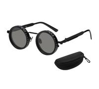 reukmuuc Adjustable Tint Polarized Sunglasses 1-9 Gear ND Filter Round Glasses for Men UV Protection Eyewear Retro Style Lightweight Durable Frame for Beach Travel Driving Black