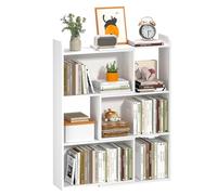 reukmuuc Expandable Desktop Bookcase with 2/3 Tiers, Modern Space-Saving Adjustable Bookshelf, Strong Load-Bearing Storage Shelves for Home Office, Living Room, and Study Area White 3 Layer