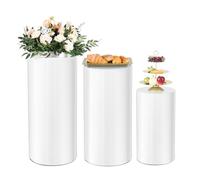 reukmuuc Pedestal Stand, White Round Cylinder Pedestal Display Plinth, Wedding Party Decor with Elegant Dec'orative Pillars, Event Display Stand, Modern Pedestal for Cakes, Flowers, Gifts White