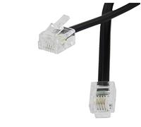 Reulin 1M Flat Landline Telephone Broadband Cable Cord, Wifi Modem Router Wire to RJ11 Phone Socket or Microfilter, ADSL 2+ Filter/Fibre Optic 6/4 High-Speed Internet Lead (1 Metres, Black)