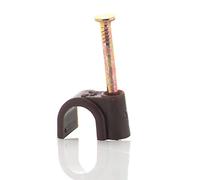 Reulin 7mm Round Cable Clips, Brown, 100 Pack