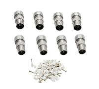 Reulin Kit- 4 Male and 4 Female RF Coaxial TV Aerial Cable Connectors with 40 Pcs - 7mm Coax Cable Clips - UK Version for TV, Signal Booster and Antenna Installations
