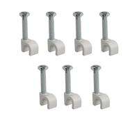 Reulin Premium 5mm Cable Clips 100+ Pack with Thick Steel Nails Super Strong & Unique Nail Design for Outdoor and Indoor Use Wire Management For Ethernet Cord Cat5 Cat6 Coax 3C2V - White 5 mm Clip