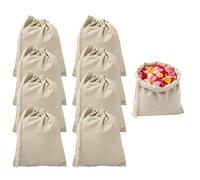 Reusable 100% Cotton Bags Small 10x15 cm - 9 Pack Cloth Gift Bags for Jewelry Birthday Wedding - Organic Muslin Party Pouches - Bulk Sacks (Sage Green)