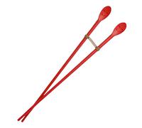 Kitchen Reusable 12 in Long Non Slip Silicone Cooking Chopstick with Spoon and Band, Stainless Steel Reinforced, Tempura, Frying, Hot Pot, Non Scratch Utensil, BPA Free, Made in Korea (Red)
