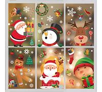 Reusable 12 Sheets Christmas Window Stickers/Clings Removable Xmas Double-Sides Window Decorations for Christmas Party Decorations