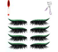 Reusable 2-in-1 Eye Shadow & Lash Stickers - Waterproof Makeup Patches For Instant Glam, 4 Pairs Self-Adhesive No Glue Needed(Green4pairs)