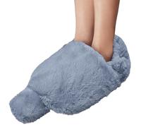 Reusable 2L Hot Water Bottle with Faux Rabbit Fur Foot Warmer Cover - Soft Plush Sleeve for Women Men, Relieves Cold Feet and Aches, Ideal for Winter, Bedtime, and Office Use (Grey)