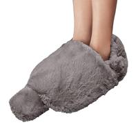 Reusable 2L Hot Water Bottle with Faux Rabbit Fur Foot Warmer Cover - Soft Plush Sleeve for Women Men, Relieves Cold Feet and Aches, Ideal for Winter, Bedtime, and Office Use (Brown)