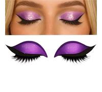 Reusable 3 Pair Eye Shadow Eyelash Patch 2-In-1 Eye Makeup Sticker With False Lashes & Shadow Waterproof Cosmetic Tools(Purple_3 Pairs)
