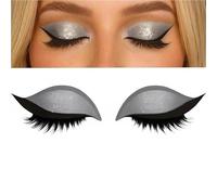 Reusable 3 Pair Eye Shadow Eyelash Patch 2-In-1 Eye Makeup Sticker With False Lashes & Shadow Waterproof Cosmetic Tools(Silver_3 Pairs)