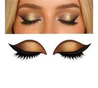 Reusable 3 Pair Eye Shadow Eyelash Patch 2-In-1 Eye Makeup Sticker With False Lashes & Shadow Waterproof Cosmetic Tools(Glod_3 Pairs)