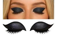 Reusable 3 Pair Eye Shadow Eyelash Patch 2-In-1 Eye Makeup Sticker With False Lashes & Shadow Waterproof Cosmetic Tools(Black_3 Pairs)
