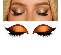 Reusable 3 Pair Eye Shadow Eyelash Patch 2-In-1 Eye Makeup Sticker With False Lashes & Shadow Waterproof Cosmetic Tools(Orange_3 Pairs)
