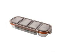 Reusable 304 Stainless Steel 4 Compartment Food Box with Cover for Storing Snacks Appetizers or Main Courses Designed for Everyday Practicality (Black cover)