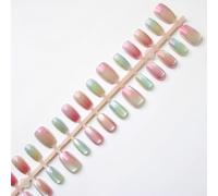 Reusable 3D Embossed Artificial Nails, Short Press On for Party for Wedding for Ladies, Square False Almond Shape, size to 1