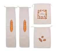 Reusable 4 Pieces Bread Storage Systems Lining Oversized Capacity For Round Artistics Loaves Long Baguetted Vegetables Reusable Linen Bread Bags