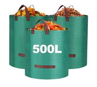 Reusable 500L Heavy Duty Garden Waste Bags - 3 Pack With Handles, Waterproof Sacks for Plants, Grass and Leaves