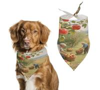 Reusable A Fruitful Orchard Triangle Pet Scarf, Dog Bandana, Polyester Fabric, Pet Bandana for Small Medium Large Dog Cat and Other Pets 27.6 * 11.8 Inches