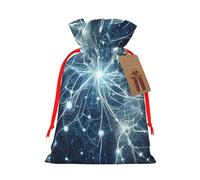 Reusable Abstract-Neurons Burlap Drawstring Xmas Present Bags, Rustic Gift Wrap Bags For Holiday Party And Xmas Presents