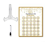Reusable Acrylic Ramadan Calendar Board with Pen and Wooden Base for Daily Iftaar Counting and Festive Table Decor (BT322)