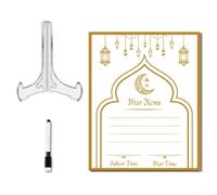 Reusable Acrylic Ramadan Calendar Board with Pen and Wooden Base for Daily Iftaar Counting and Festive Table Decor (BT323)