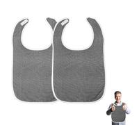 Reusable Adult Bibs, 2 Pack Waterproof Clothing Protectors for Seniors, Adults, Elderly and Disabled - Washable and Comfortable Bibs for Eating, Unisex Design
