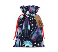 Reusable Alien-Muffin-Galaxies Burlap Drawstring Xmas Present Bags, Rustic Gift Wrap Bags For Holiday Party And Xmas Presents