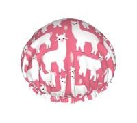 Reusable Alpaca Flame Print Shower Caps for Women Double Layer Hair Cap Adult Hair Cap for All Hair